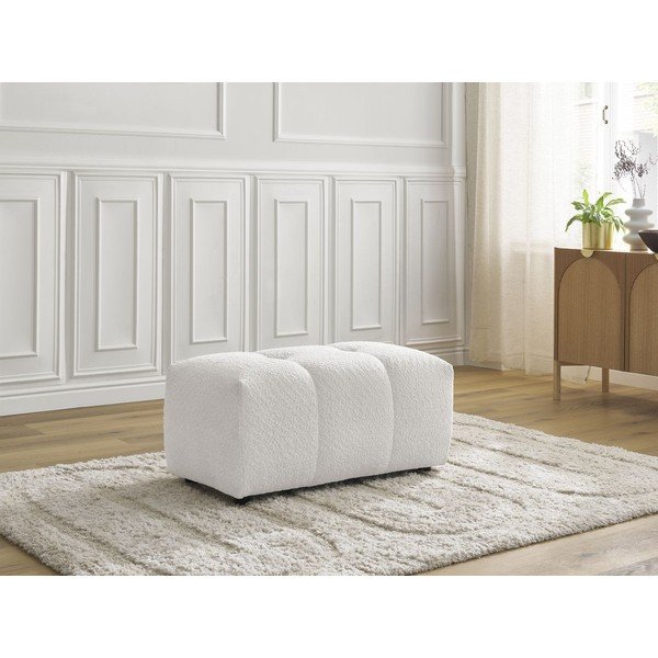 Biały podnóżek z materiału bouclé Roxelane – Bobochic Paris-image-1