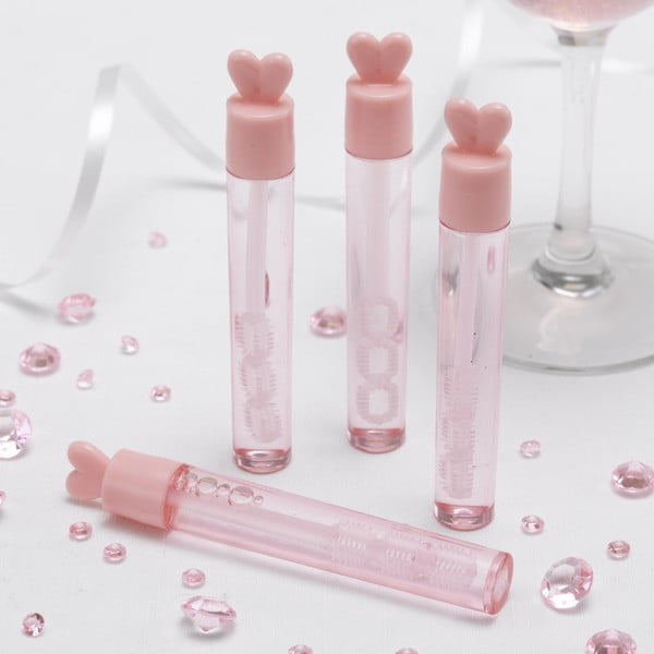 Zestaw 24 różowych buteleczek z bańkami mydlanymi Neviti Heart