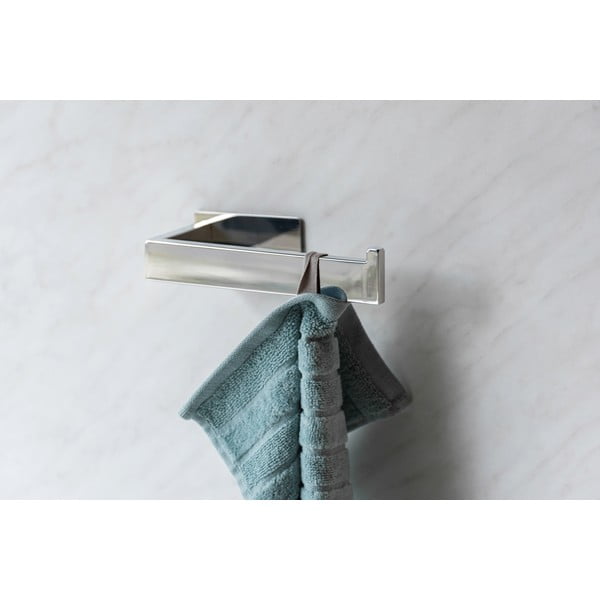 Samoprzylepny uchwyt na ręczniki ze stali nierdzewnej w kolorze błyszczącego srebra Genova – Wenko-image-1