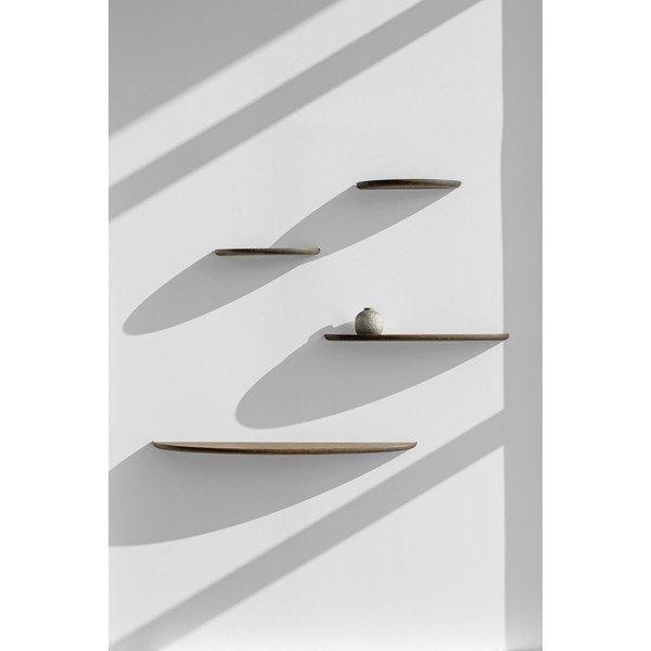 Brązowa półka z litego drewna dębowego 100 cm Mu – Gazzda-image-3