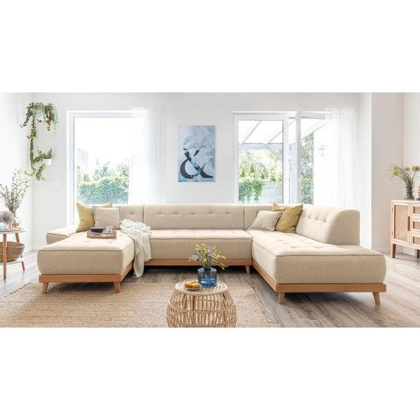 Beżowa rozkładana sofa w kształcie litery "U" Miuform Dazzling Daisy, prawostronna-image-3