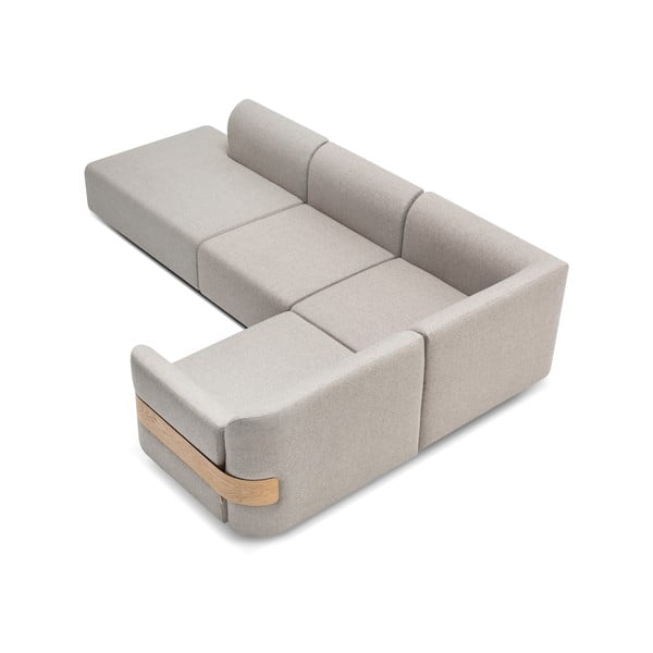 Jasnoszary moduł sofy (róg zmienny) z wełny i lnu Hugg – Gazzda-image-2