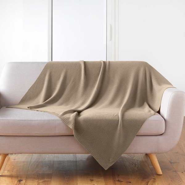 Koc dzianinowy 125x150 cm Tricotine – douceur d'intérieur-image-1