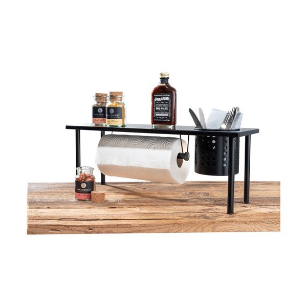 Czarna półka kuchenna z uchwytem na ręczniki papierowe Wenko Blanco-image-1