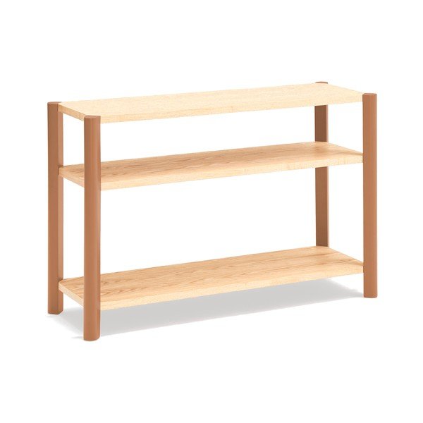 Ceglasty/w jasnym naturalnym kolorze regał w dekorze dębu 126x84x43 cm Bona – Teulat-image-2