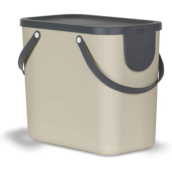 Jasnobrązowy kosz na śmieci do segregacji odpadów z plastiku z recyklingu 25 l Albula – Rotho