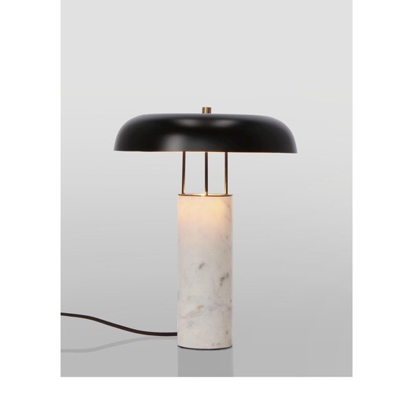 Czarno-biała marmurowa lampa stołowa z metalowym kloszem (wysokość 33 cm) Kaithal – Bizzotto-image-2