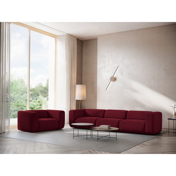 Bordowa aksamitna sofa 319 cm Ekahi – Makamii-image-1