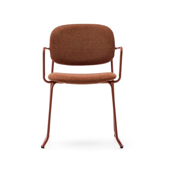 Metalowe krzesło z podłokietnikami w kolorze terakoty Meli – Kave Home-image-2