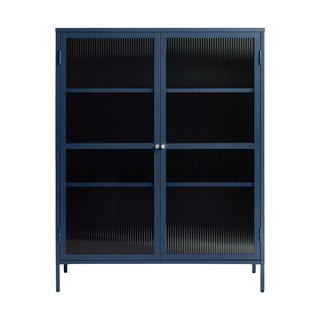 Niebieskia metalowa witryna Unique Furniture Bronco, wys. 140 cm