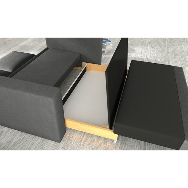 Ciemnoszara aksamitna rozkładana/ze schowkiem sofa 151 cm Wave – ELTAP-image-2
