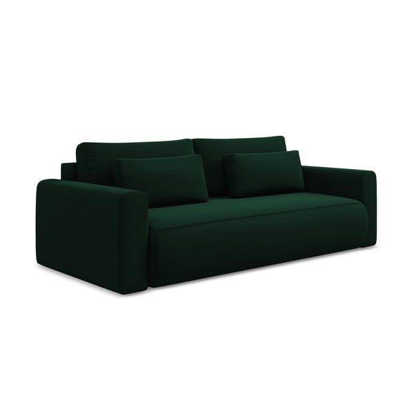 Zielona aksamitna rozkładana/ze schowkiem sofa 238 cm Kapua – Makamii-image-1