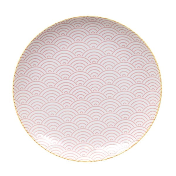 Różowy talerz porcelanowy Tokyo Design Studio Big Wave, ⌀ 25,7 cm