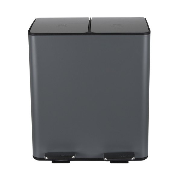 Ciemnoszary stalowy kosz na śmieci 2x20 l do segregacji odpadów/z pedałem   Aliya – Spirella-image-4