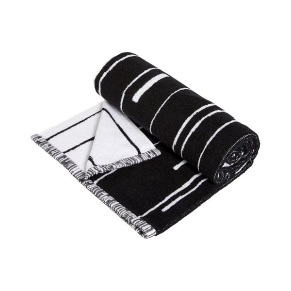 Czarno-biały bawełniany ręcznik OYOY Puun, 140x70 cm