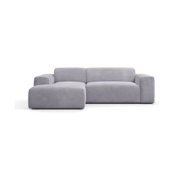 Jasnoszary sztruksowy narożnik Marie Claire Home Karen, 250 cm, lewostronny