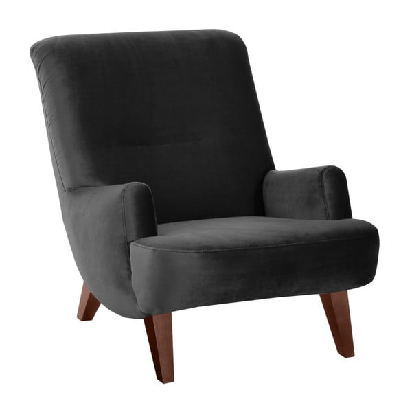 Czarny fotel z brązowymi nogami Max Winzer Brandford Suede