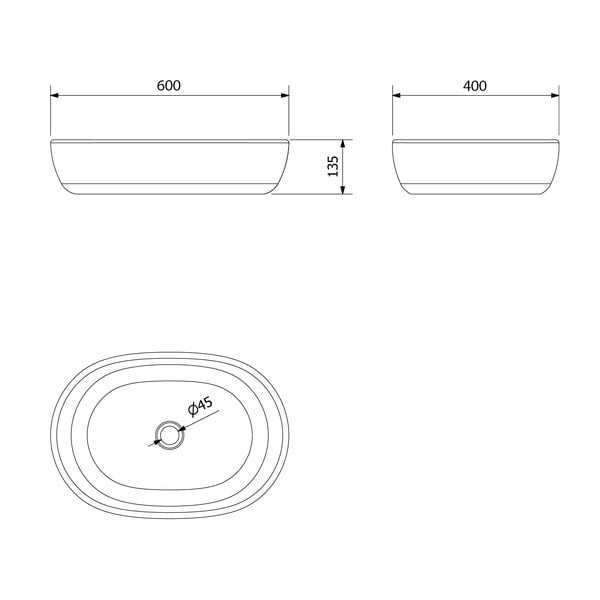Czarno-niebieska ceramiczna umywalka 60x40 cm Priori – Sapho-image-3