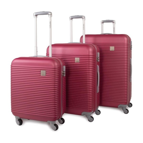 Zestaw 3 różowych walizek Jaslen