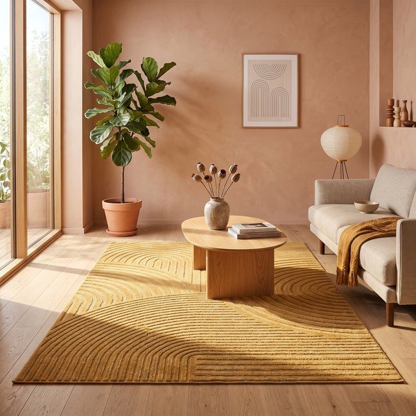 Dywan w kolorze ochry 200x290 cm Whirl – ESTE-image-1