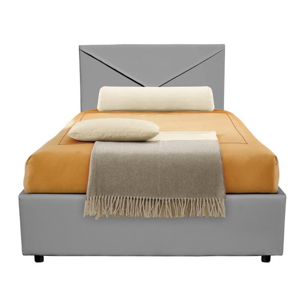 Szare łóżko jednoosobowe ze schowkiem 13Casa Mina, 95x205 cm