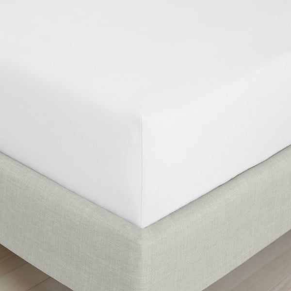 Białe prześcieradło z perkalu bawełnianego z gumką 90x190 cm Cotton Percale – Bianca-image-3
