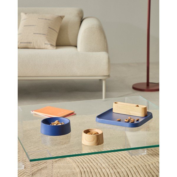 Ciemnoniebiesko-naturalne drewniane miski do serwowania zestaw 4 szt. Bletz – Kave Home-image-1