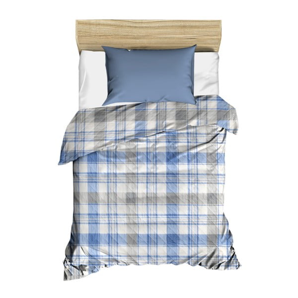 Niebieska pikowana narzuta na łóżko Cihan Bilisim Tekstil Checkers, 160x230 cm