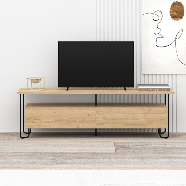 Szafka pod TV w dekorze dębu 150x45 cm Dilly – Marckeric-image-3