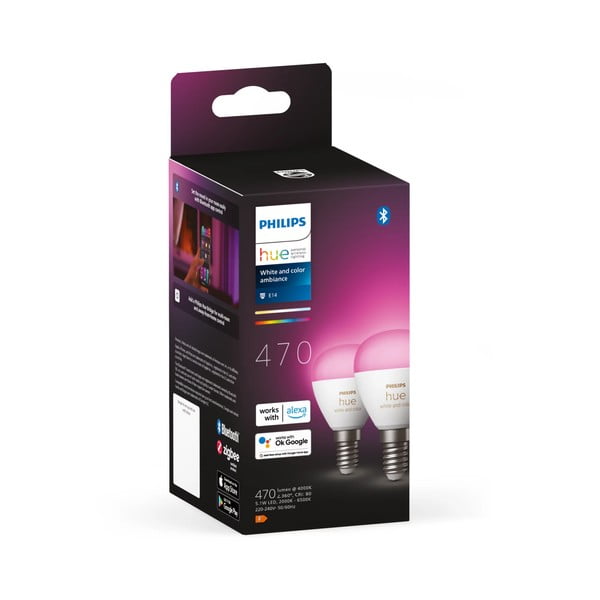 Inteligentne żarówki z gwintem E14, 5 W zestaw 2 szt. White and color ambiance – Philips Hue-image-2