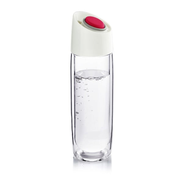 Szklana butelka termiczna z czerwonym detalem Asobu Simply Clear