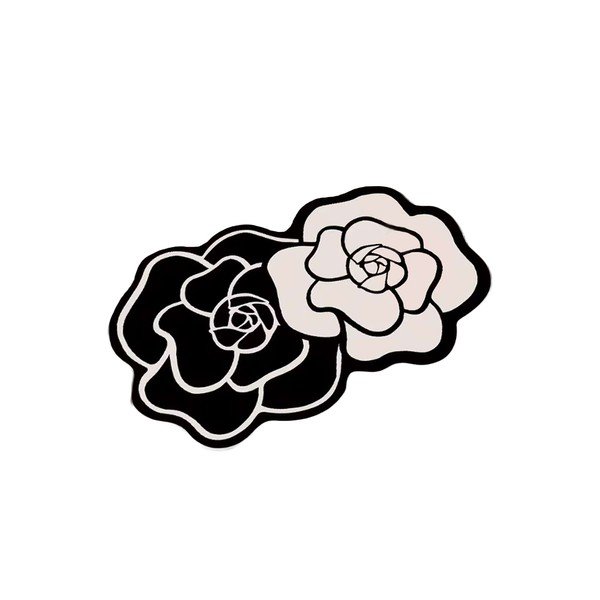 Czarno-biały dywanik łazienkowy 60x100 cm Bungari Rose – Foutastic