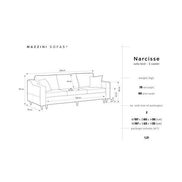 Jasnozielona 3-osobowa sofa rozkładana ze schowkiem Mazzini Sofas Narcisse-image-3