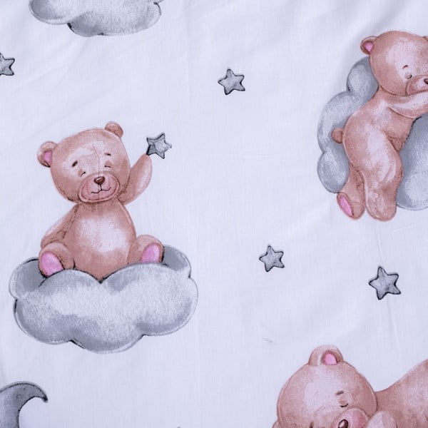 Biała bawełniana pościel dziecięca do łóżeczka 100x135 cm Teddy Bear "Ribbon" – Jerry Fabrics-image-4