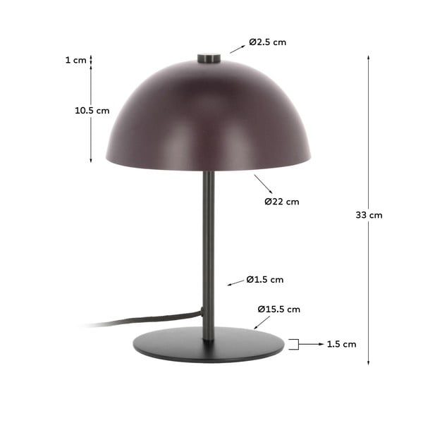 Bordowa lampa stołowa z metalowym kloszem (wys. 33 cm) Aleyla – Kave Home-image-4