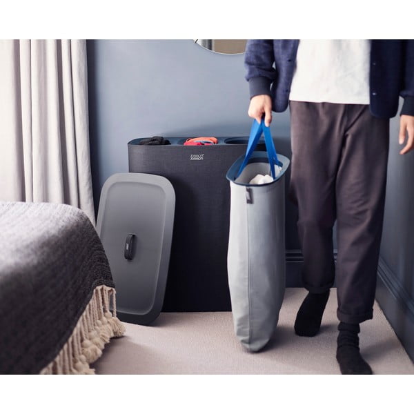 Antracytowy tekstylny kosz na pranie 3x30 l Tota Trio – Joseph Joseph-image-1