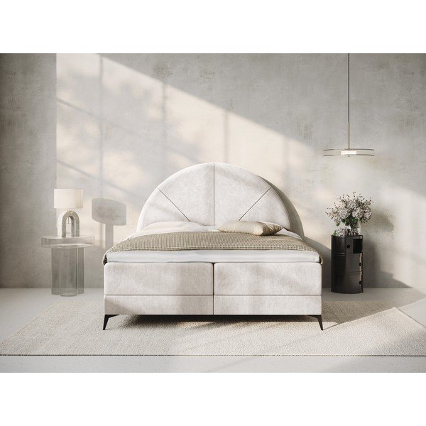 Beżowe łóżko boxspring ze schowkiem 180x200 cm Sunset – Cosmopolitan Design-image-1
