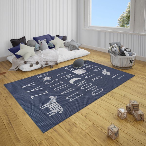 Niebieski dywan dla dzieci Ragami Letters, 200x290 cm-image-1