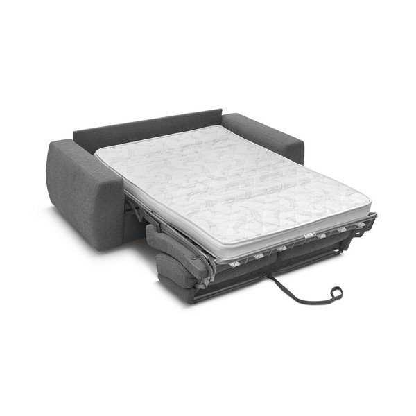 Ciemnoszara sofa do spania/rozkładana z tkaniny szenilowej 240 cm Hugo – Bobochic Paris-image-3