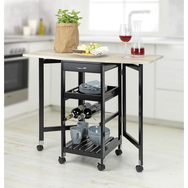 Czarna szafka na wino w dekorze dębu liczba butelek 3, 97x77 cm – Maximex-image-1