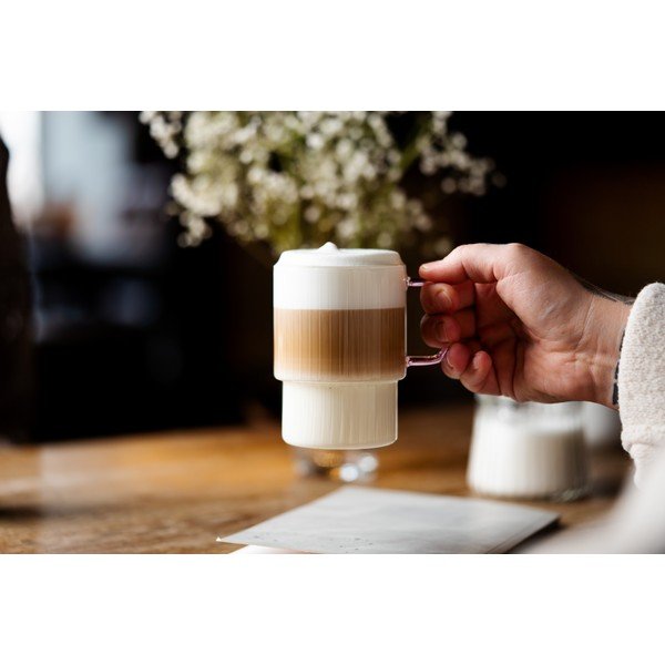 Różowe szklane kubki zestaw 2 szt. do cappuccino 350 ml Livio – Vialli Design-image-4
