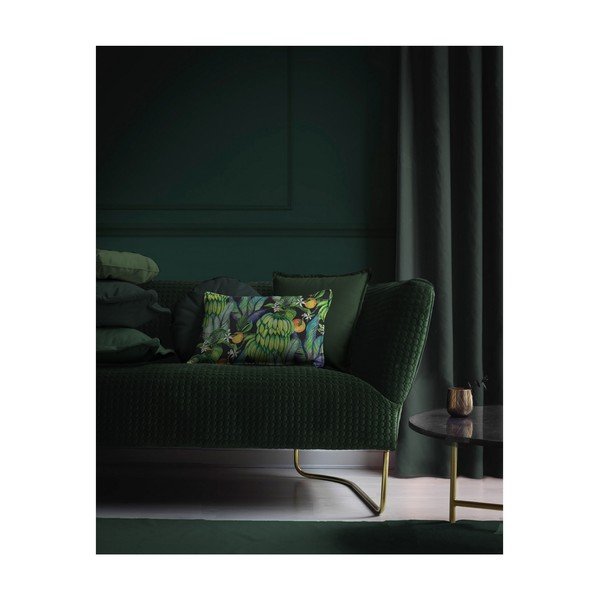 Okrągła poduszka dekoracyjna z aksamitnym obiciem Velvet Atelier Dark Green, ⌀ 35 cm-image-1
