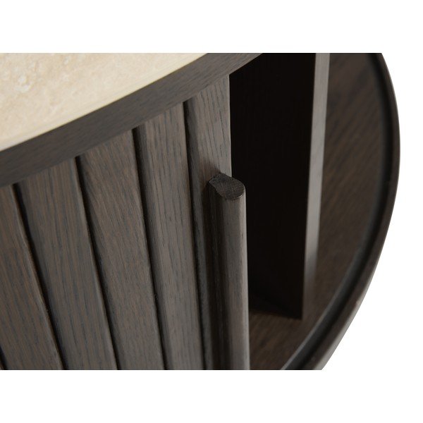 Okrągły stolik z ceramicznym blatem w ciemnym naturalnym kolorze ø 85 cm Enna – Unique Furniture-image-2