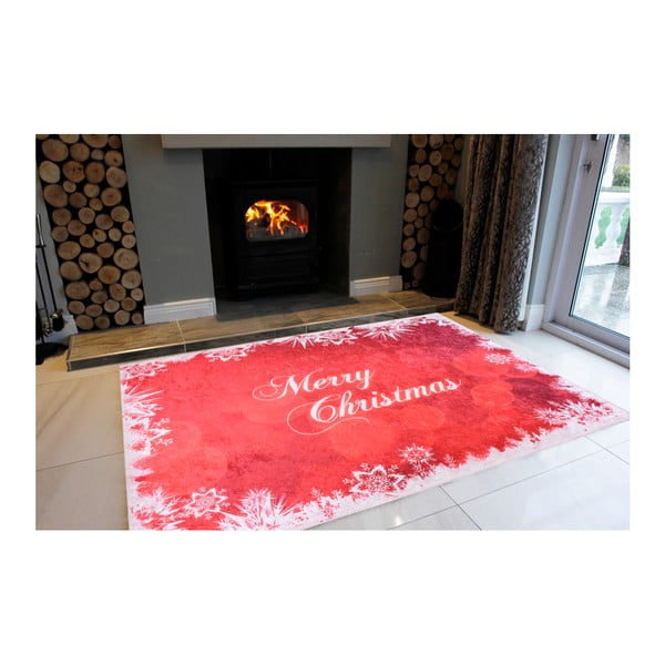 Biało-czerwony dywan Vitaus Merry Christmas, 80x120 cm