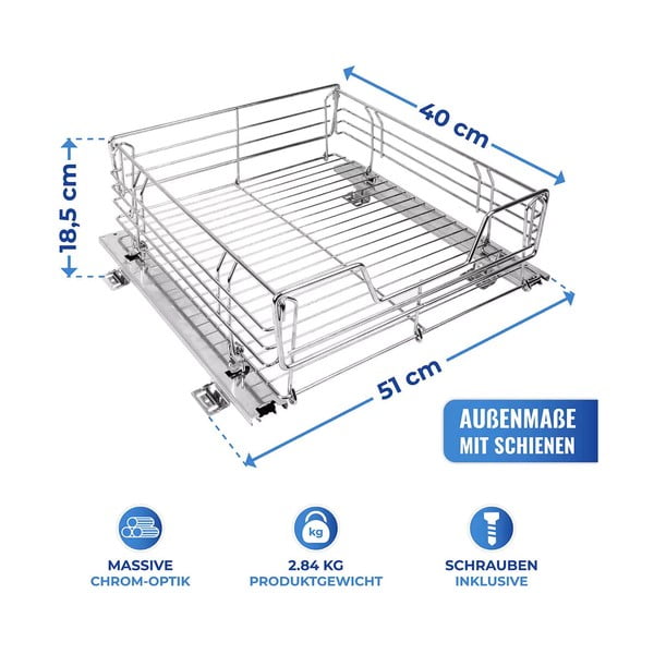 Nierdzewna wysuwana szufladka Maximex Slide, 51x40 cm-image-3