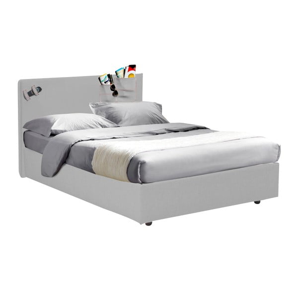 Szare łóżko jednoosobowe ze schowkiem 13Casa Task, 120x190 cm