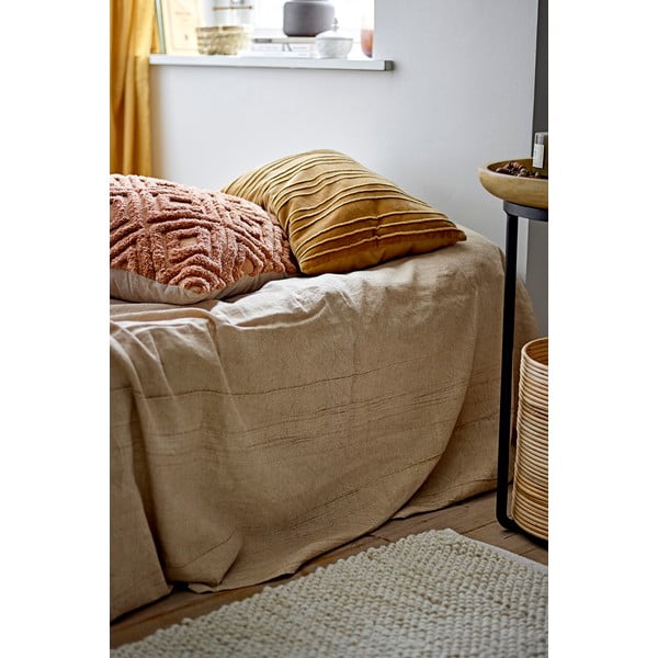 Brązowa narzuta z mieszanki lnu 150x200 cm Terni – Bloomingville-image-1