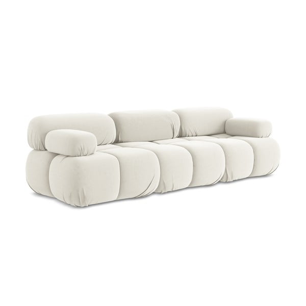 Biała aksamitna sofa modułowa 285 cm Lokua – Makamii-image-3