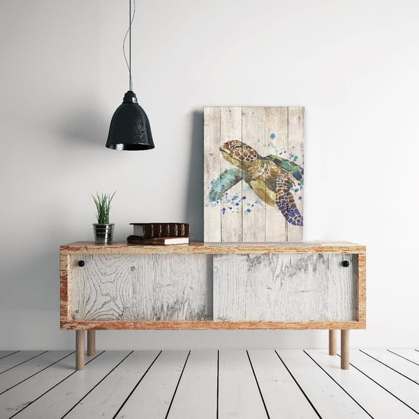 Drewniana tabliczka dekoracyjna Surdic Watercolor Turtle, 40x60 cm-image-1