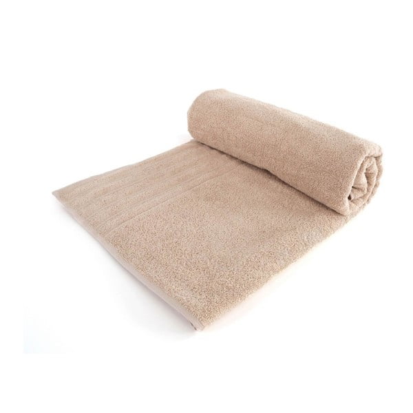 Beżowy ręcznik kąpielowy z czesanej bawełny Julia, 70x140 cm